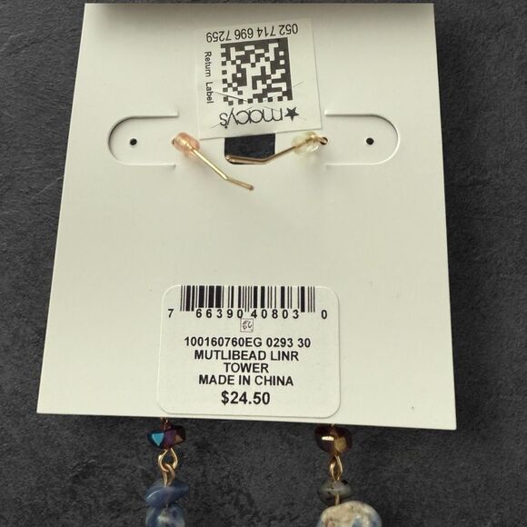 Style & Co Multi Colored Beaded Tower Dangle Earrings - Picture 3 of 3